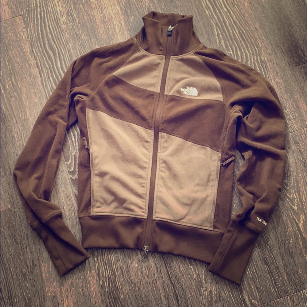 The North Face brown fleece jacket